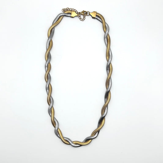 Collana treccia bicolor