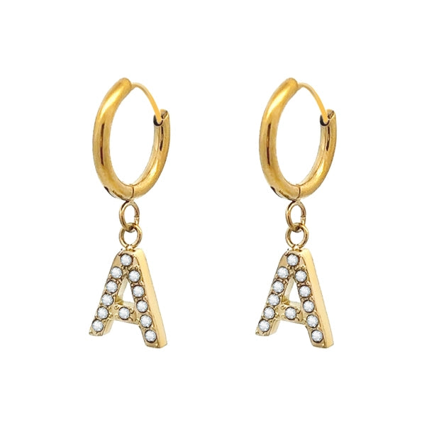 Orecchini cerchietti con iniziale gold