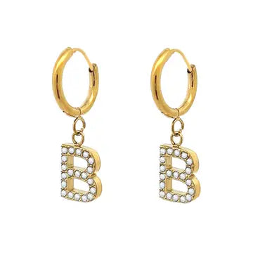 Orecchini cerchietti con iniziale gold