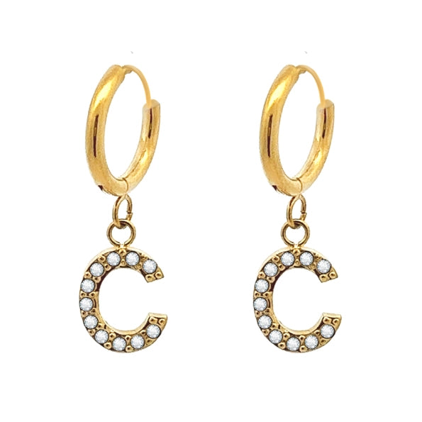 Orecchini cerchietti con iniziale gold