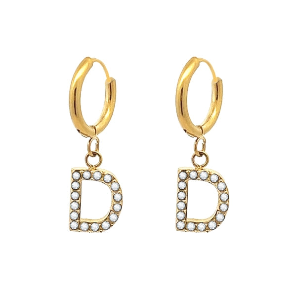 Orecchini cerchietti con iniziale gold