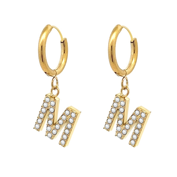 Orecchini cerchietti con iniziale gold