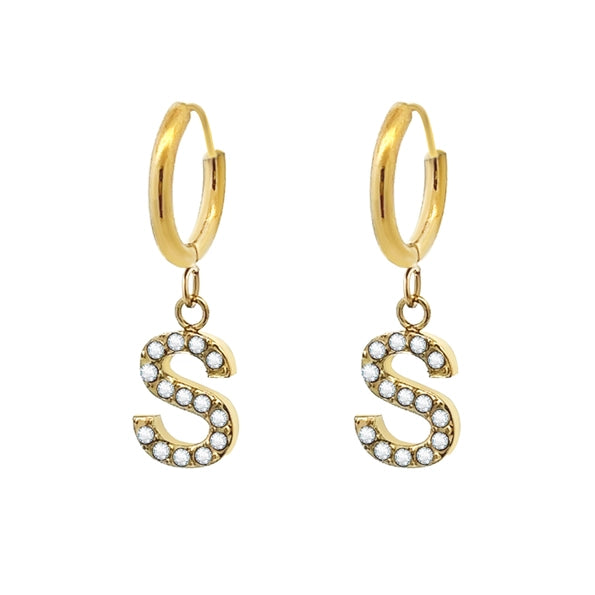 Orecchini cerchietti con iniziale gold