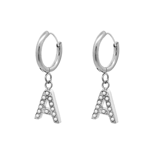 Orecchini cerchietti con iniziale silver
