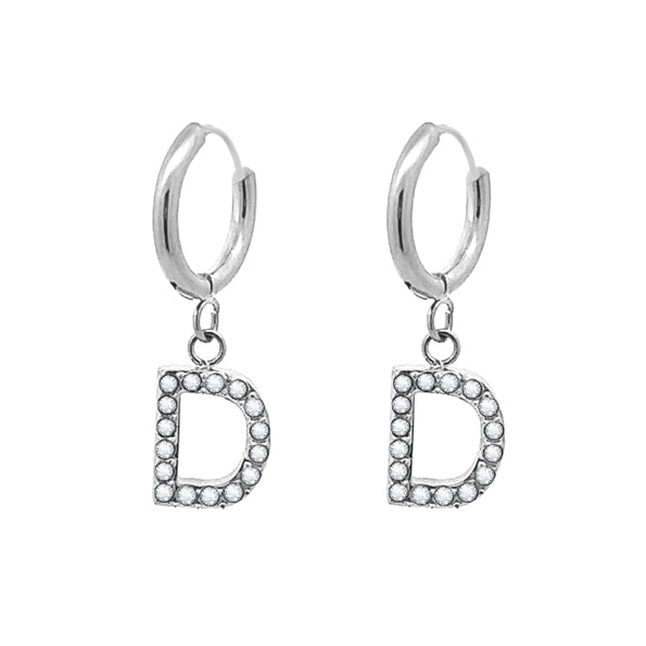 Orecchini cerchietti con iniziale silver