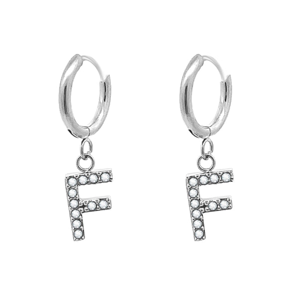 Orecchini cerchietti con iniziale silver