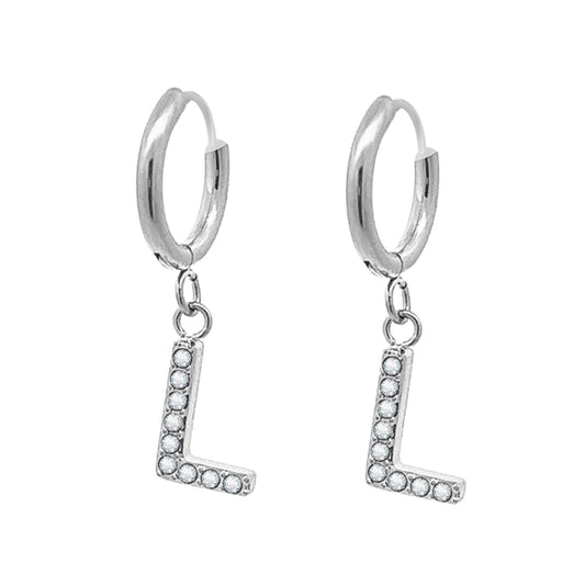 Orecchini cerchietti con iniziale silver