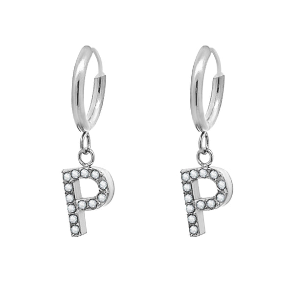 Orecchini cerchietti con iniziale silver
