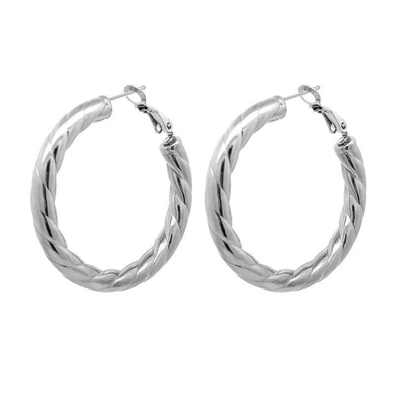 Orecchini A Cerchio In Acciaio Inox - Gioielli Minimal Per Uomo E Donna, Disponibili In Argento E Nero (15mm E 19mm)